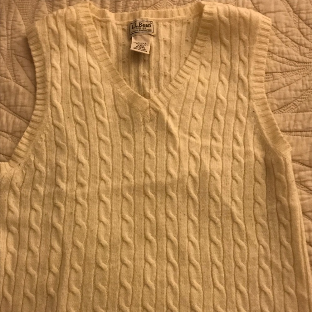 L L bean wool cream vest